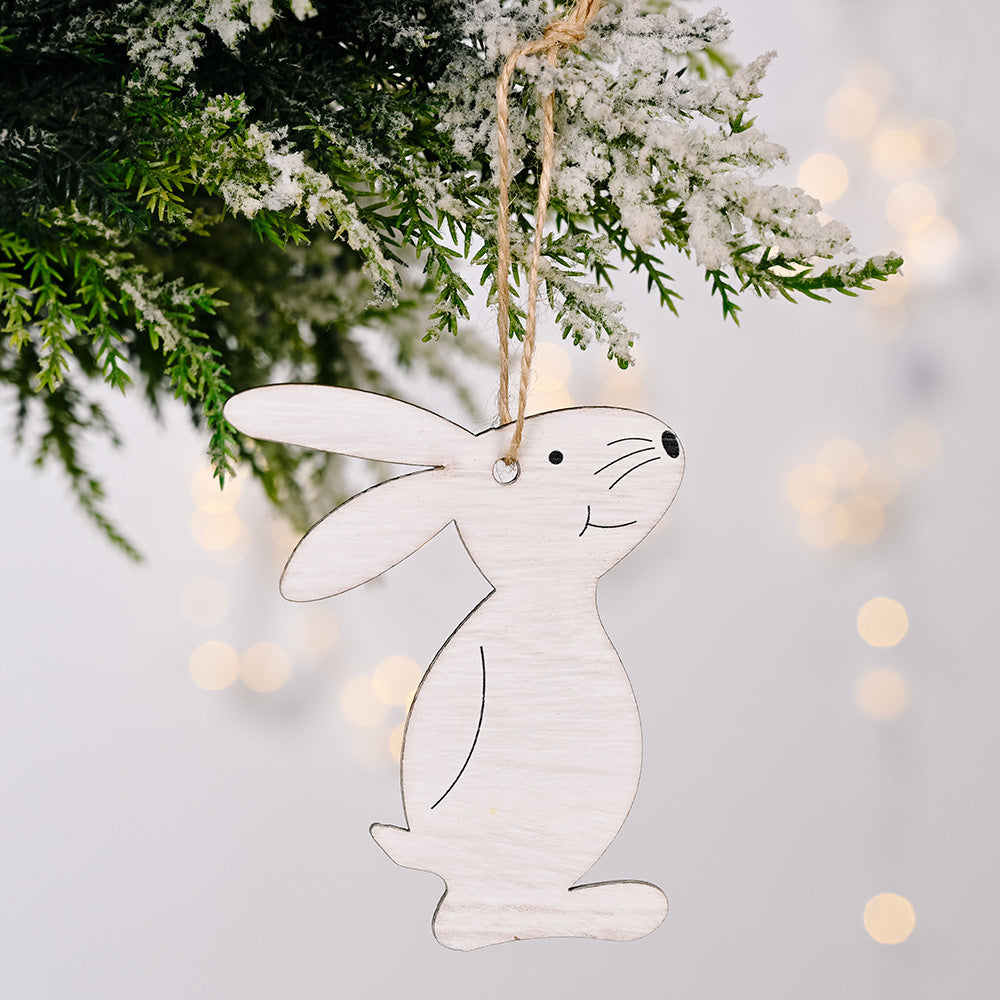 Wooden Rabbit Pendant – Easter Decoration