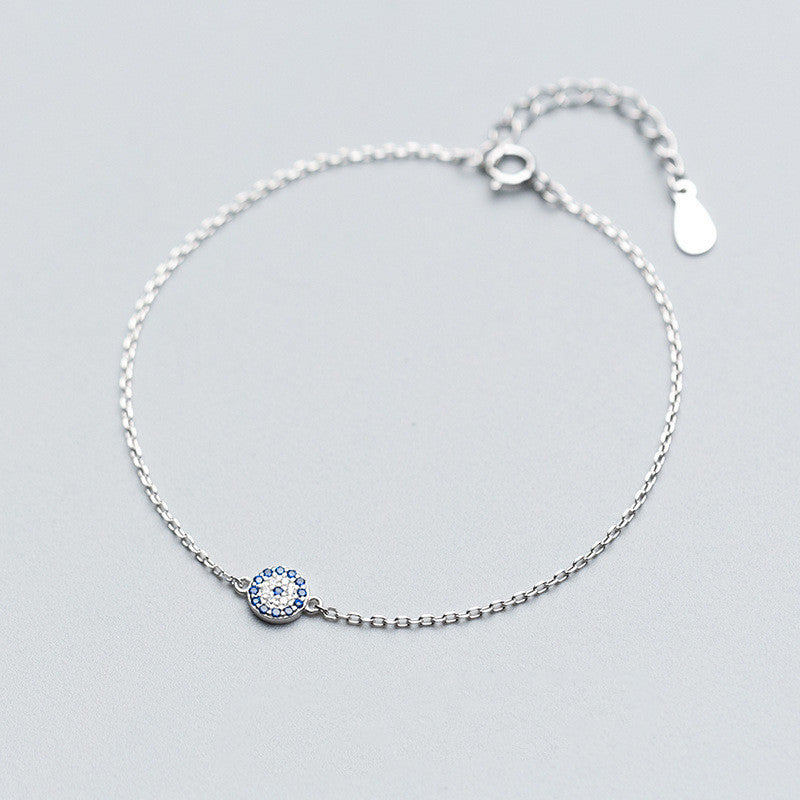 Elegant Silver Bracelet – Evil Eye & Diamond
