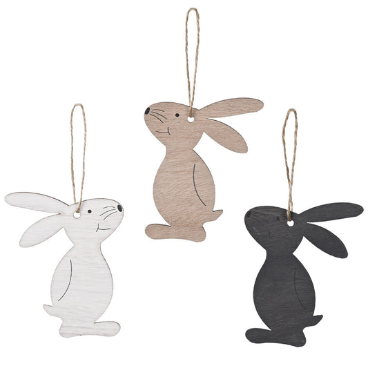 Wooden Rabbit Pendant – Easter Decoration
