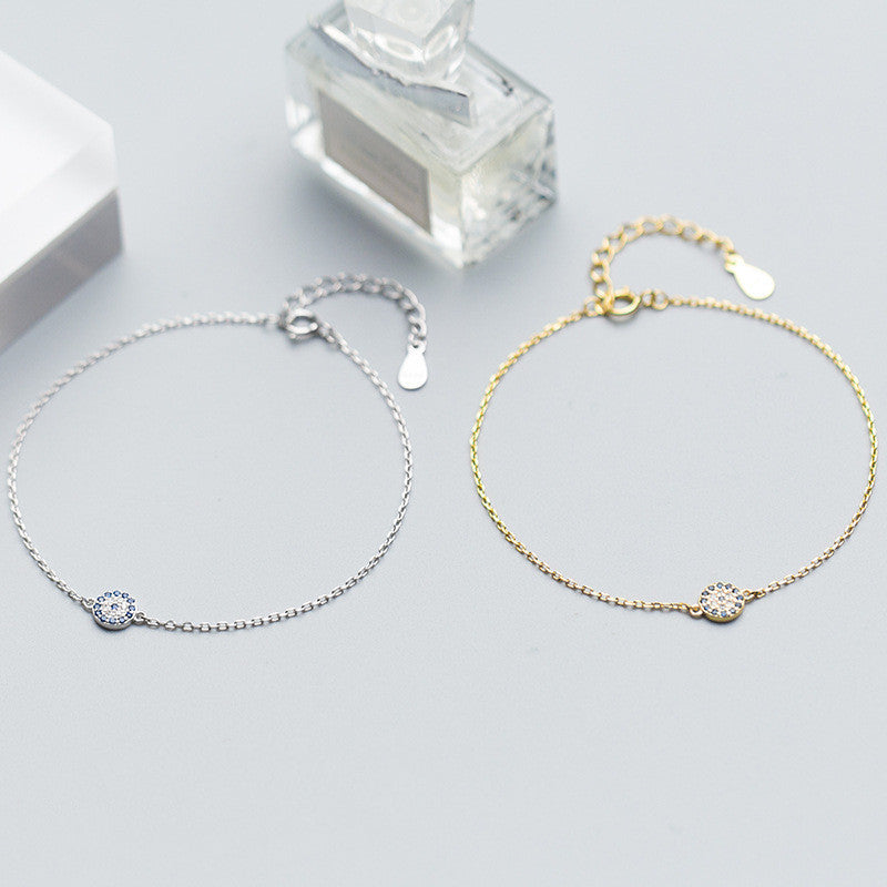Elegant Silver Bracelet – Evil Eye & Diamond