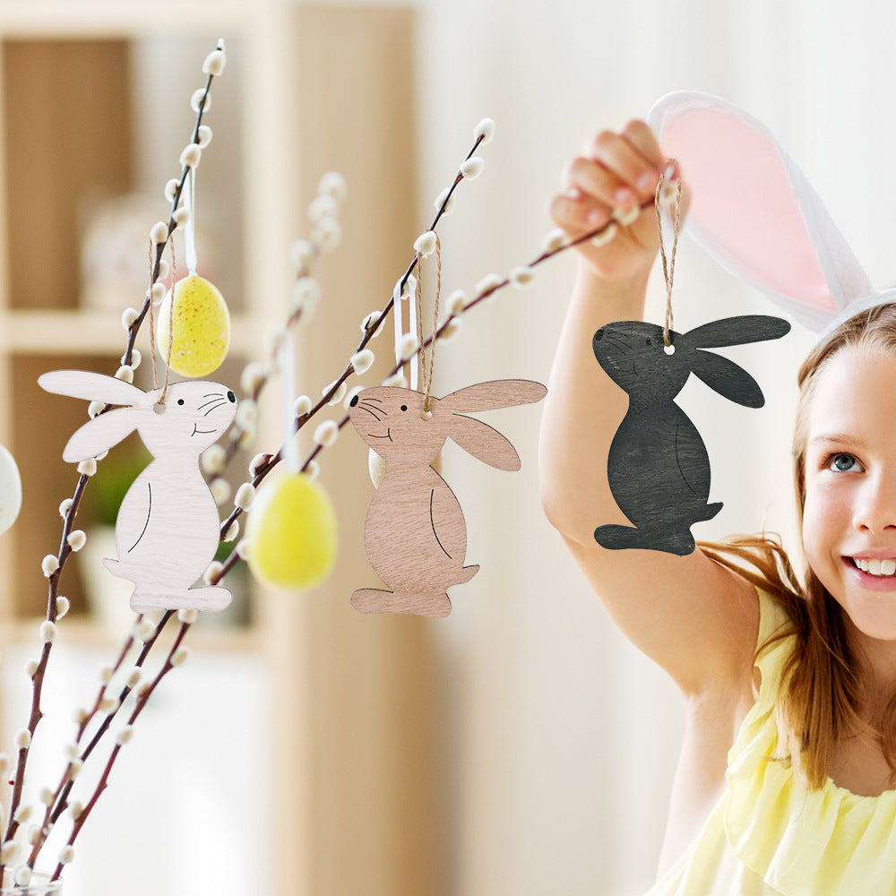 Wooden Rabbit Pendant – Easter Decoration