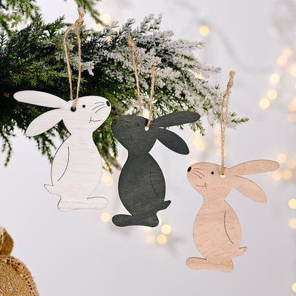 Wooden Rabbit Pendant – Easter Decoration