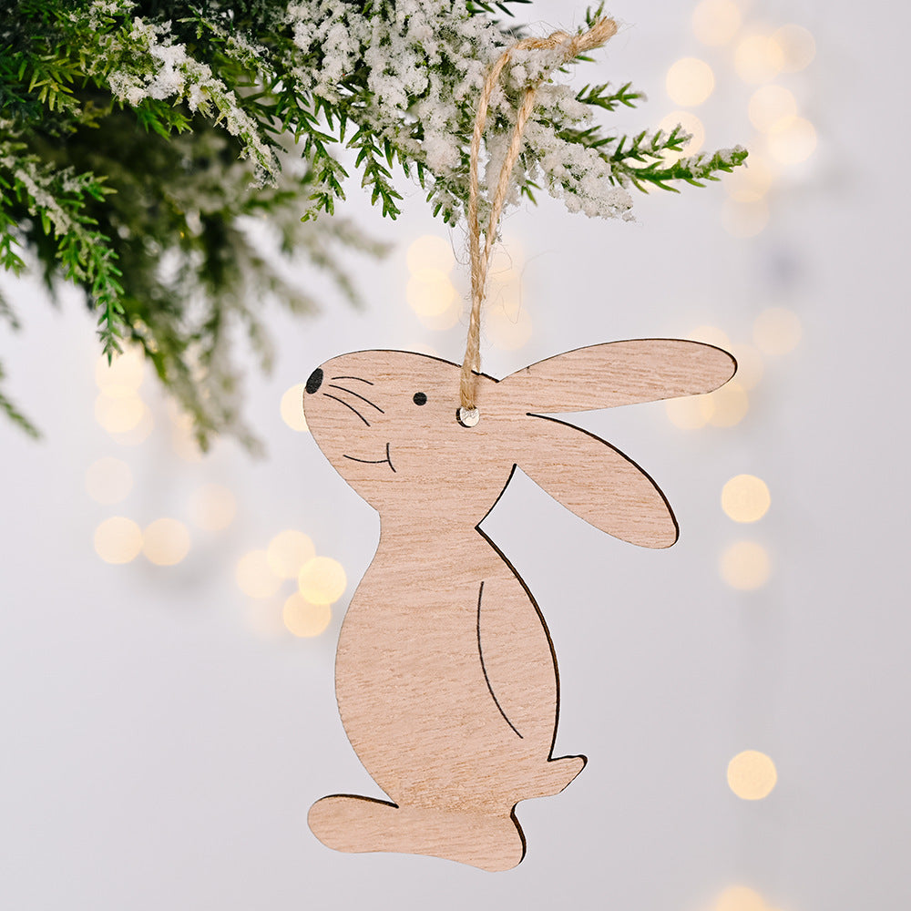 Wooden Rabbit Pendant – Easter Decoration