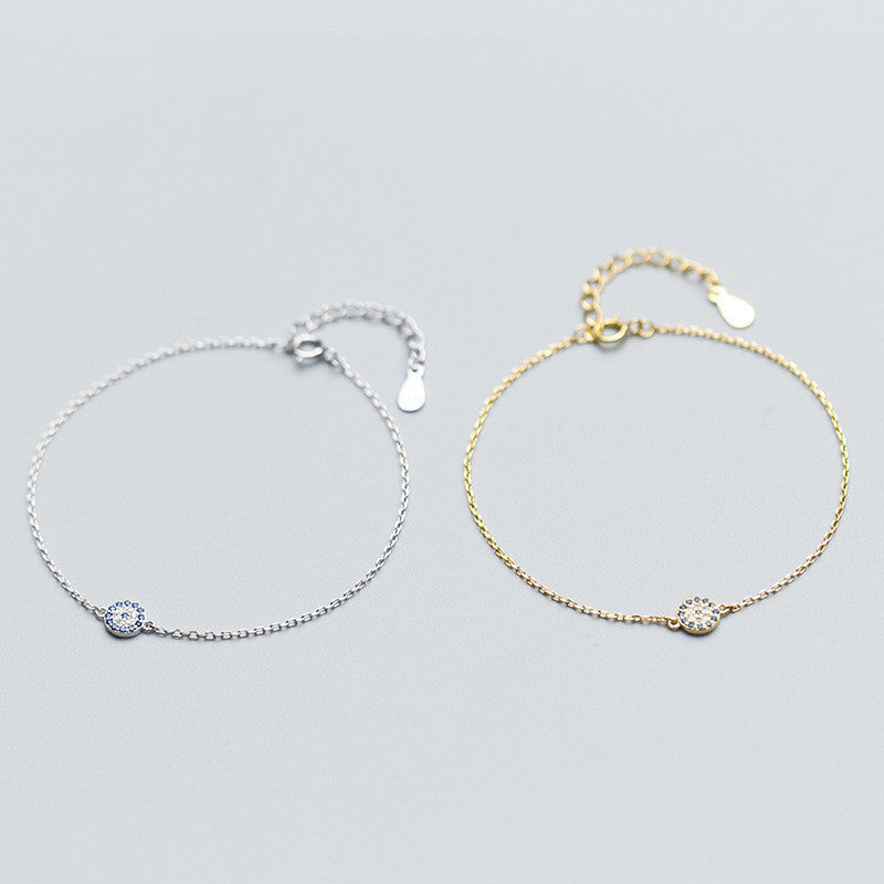 Elegant Silver Bracelet – Evil Eye & Diamond