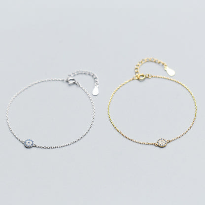 Elegant Silver Bracelet – Evil Eye & Diamond