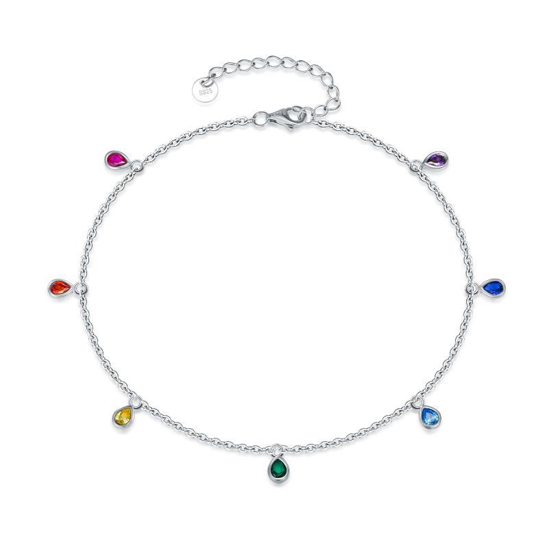 Sterling Silver Rainbow Anklet – Fashion Jewelry