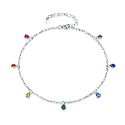 Sterling Silver Rainbow Anklet – Fashion Jewelry