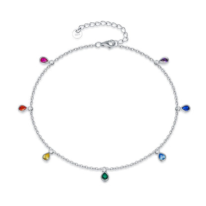 Sterling Silver Rainbow Anklet – Fashion Jewelry