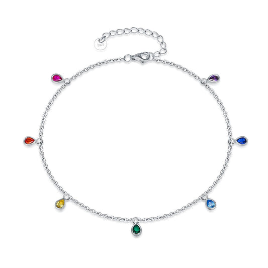 Sterling Silver Rainbow Anklet – Fashion Jewelry