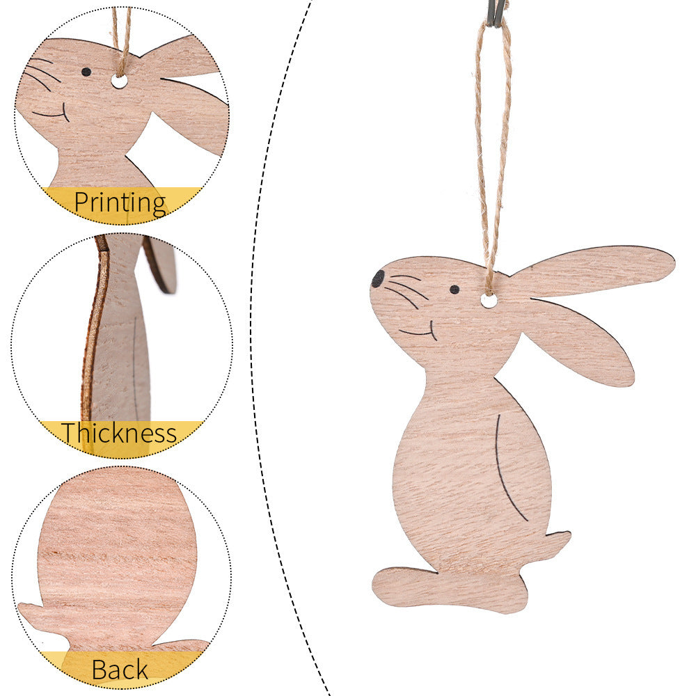 Wooden Rabbit Pendant – Easter Decoration