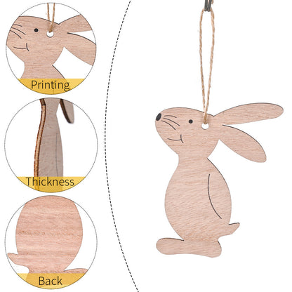 Wooden Rabbit Pendant – Easter Decoration