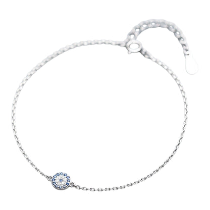 Elegant Silver Bracelet – Evil Eye & Diamond