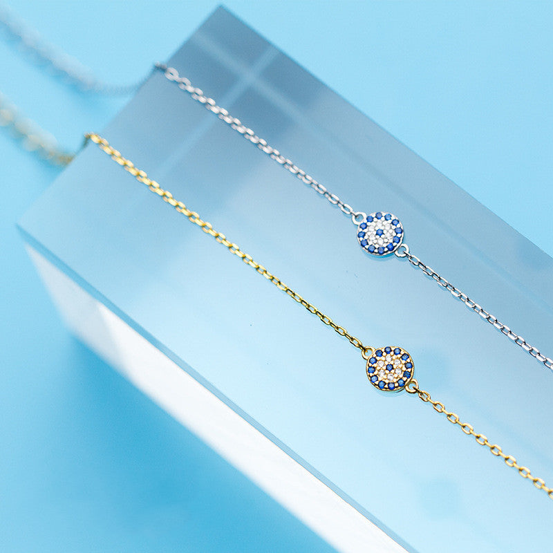Elegant Silver Bracelet – Evil Eye & Diamond