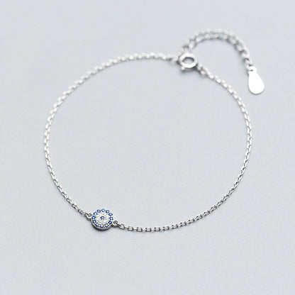 Elegant Silver Bracelet – Evil Eye & Diamond